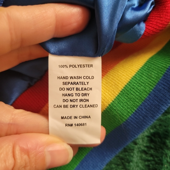 Unique Vintage X Rainbow Brite Royal Blue Satin Bomber Jacket NWT Size XS - Picture 12 of 12
